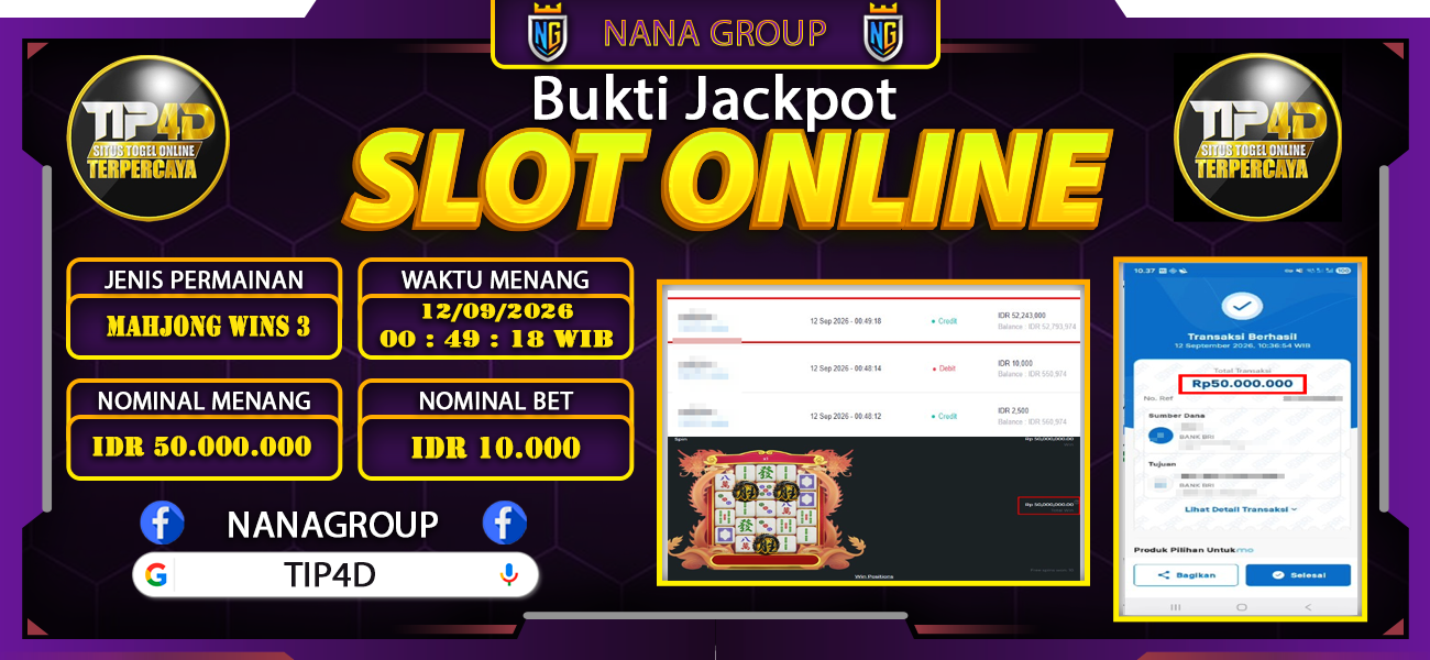 Bukti Kemenangan Besar Dibayar lunas Member TIP4D RP 50.000.000, 12 September 2026