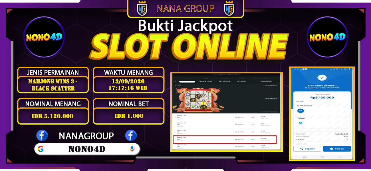 Bukti Kemenangan Besar Dibayar lunas Member NONO4D RP 5.120.000, 13 September 2026
