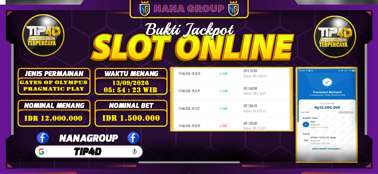 Bukti Kemenangan Besar Dibayar lunas Member TIP4D RP 12.000.000, 13 September 2026