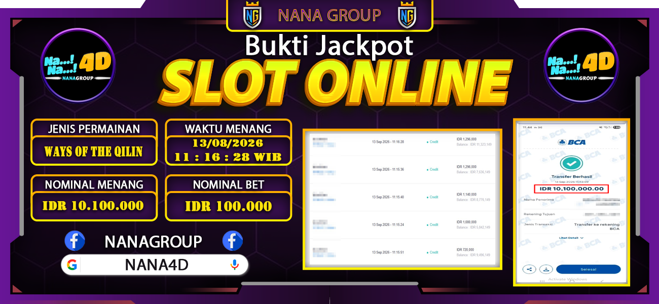 Bukti Kemenangan Besar Dibayar lunas Member NANA4D RP 10.100.000, 14 September 2026