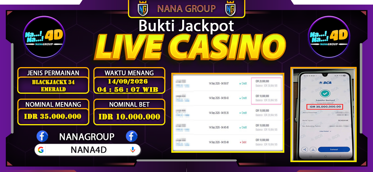 Bukti Kemenangan Besar Dibayar lunas Member NANA4D RP 35.000.000, 14 September 2026