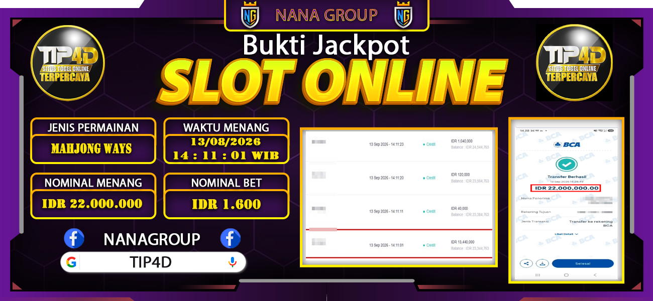 Bukti Kemenangan Besar Dibayar lunas Member TIP4D RP 22.000.000, 14 September 2026